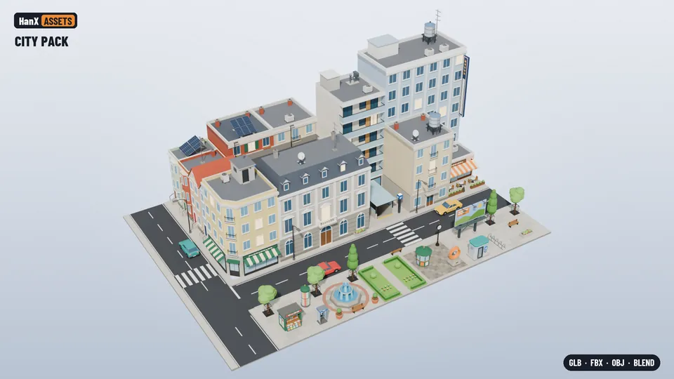 Low Poly City Pack: low poly 3D scene