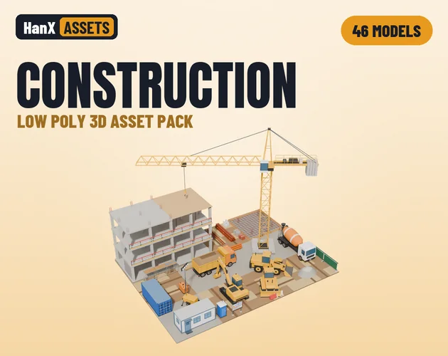 Low Poly Construction Pack: low poly 3D models