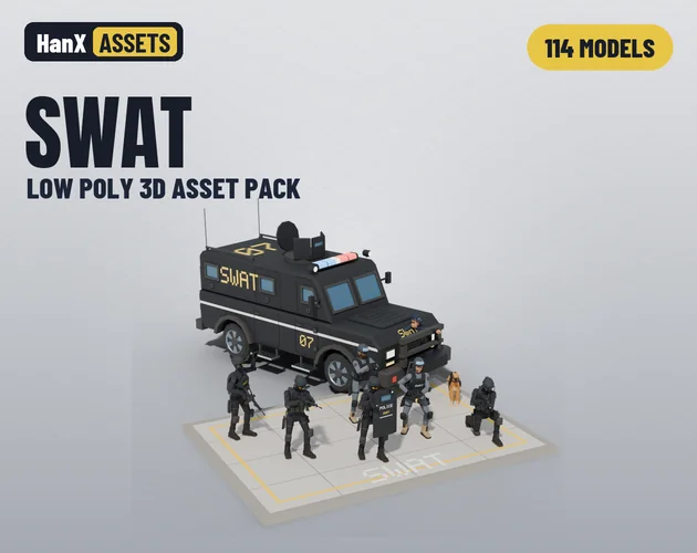 Low Poly SWAT Pack: low poly 3D models