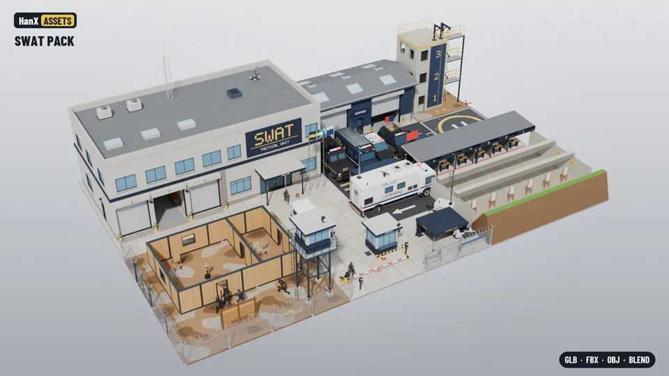 Low Poly SWAT Pack: low poly 3D scene