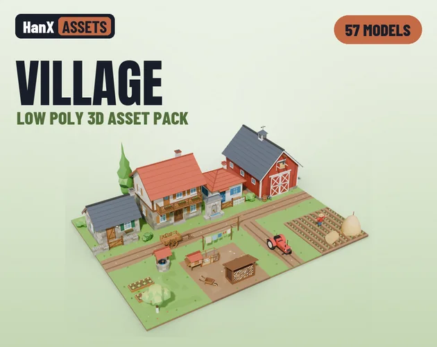Low Poly Village Pack: low poly 3D models